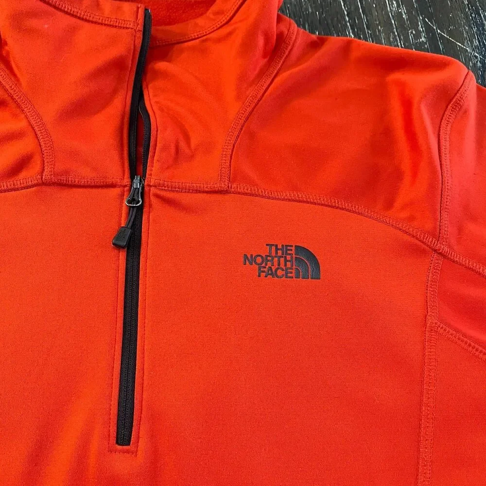 The North Face Men's Orange Quarter Zip Pullover Fleece Jacket – Size M